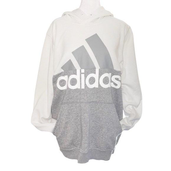 Adidas Gray and White color block hoodie